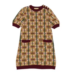 グッチ GG ジャカード チェック柄 ニット ワンピース 731587 レディース ベージュ GUCCI【中古】 【アパレル・小物】のサムネイル