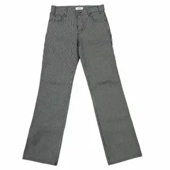 極美品▲CELINE セリーヌ N988098V コットン100％ ヒッコリー ストライプ柄 デニムパンツ ネイビー ホワイト 26 イタリア製 正規品 レディースのサムネイル