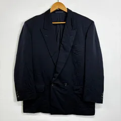 COMME des GARCONS HOMME コム デ ギャルソン オム ダブル テーラード スーツ ジャケット 総裏 肩パッド ウール 日本製 S 古着 田中オム ネイビー系 Ｓ E665