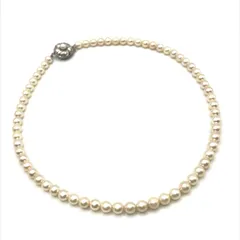 美品 テリ良好 あこや真珠 6mm パール ネックレス アクセサリー シルバー Silver 刻印 ホワイト レディース 冠婚葬祭 m15620