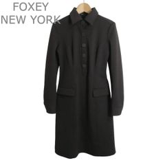 フォクシー カシミヤ混 スプリングコート ロング 裏地レーストリミング