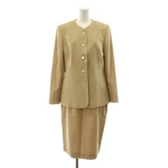アクアスキュータム AQUASCUTUM スーツ セットアップ ノーカラージャケット タイトスカート ひざ丈 ウール UK10 ベージュ /KUのサムネイル