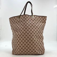 GUCCI GGキャンバス トートバッグ A4収納可 大容量 ブラウン - メルカリ
