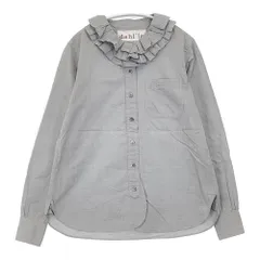 dahl’ia コットン フリルカラー 日本製 長袖 ブラウス シャツ グレー レディース ダリア【中古】6-0511M△のサムネイル