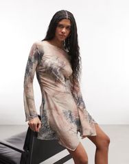 몽키 레이디스 탑스 원피스 쉬폰 프린트 미니 Monki Gigi chiffon flippy mini dress in snake print Snake Print
