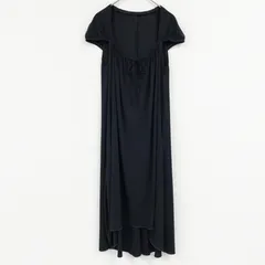 YVES SAINT LAURENT イヴサンローラン ロングワンピース リボン ギャザー レーヨン ポリエステル ブラック イタリア製 34 b01238のサムネイル