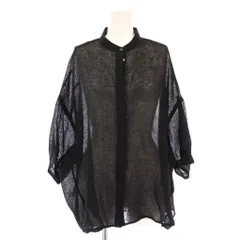 イエナ IENA シアーネップ ドルマンブラウス シャツ 七分袖 バンドカラー シースルー ワンカラー F 黒 ブラック 24051900500030 /BBのサムネイル