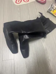羊革 ブラック ロングブーツ