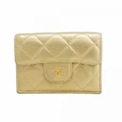 シャネル(Chanel) シャネル 三つ折り財布 マトラッセ ラムスキン ゴールド レディース