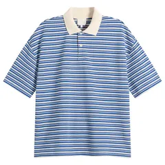 アーペーセー メンズ トップス ポロシャツ APC Ruben Jacquard Stripe Polo Blue White ホワイトのサムネイル