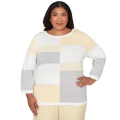 アルフレッド ダナー レディース アウター ニット・セーター プラスサイズ リブ カラーブロック Plusize Alfredunneribbed Colorblock Jewel Neck Sweaのサムネイル