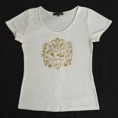 Joias 　ジョイアス　ホワイトTシャツ 　ゴールドの箔押しプリント　半袖　Tシャツ　 AHR5-19のサムネイル