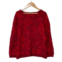 美品 ESCADA エスカーダ フロッキープリント アンゴラブレンドニット サイズM レッド レディース 古着 中古 USEDのサムネイル