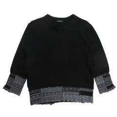 美品 tricot COMME des GARCONS トリココムデギャルソン 製品染め ウール ニット セーター 長袖 レース 刺繍 バラ 黒 ブラック レディース 古着 中古 USEDのサムネイル