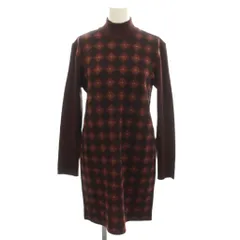 イヴサンローラン YVES SAINT LAURENT ニットワンピース ハイネック ワンピース ひざ丈 総柄 M 茶 ブラウン SQ17-624 /☆Gのサムネイル