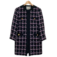 美品 23AW Grace Class グレースクラス Jules Tournie生地 フェザーチェックツイードコート 0223369224 サイズ36 パープル ブラック レディース 古着 中古 USEDのサムネイル