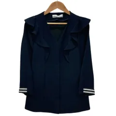 美品 BORDERS at BALCONY ボーダーズアットバルコニー V NECK BLOUSE ブラウス BD2011T-3C-01 ネイビー  レディース 古着 中古 USEDのサムネイル
