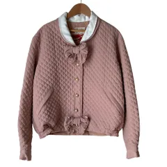 美品 INGEBORG インゲボルグ リボン キルティング ジャケット ブルゾン ピンク レディース 古着 中古 USEDのサムネイル