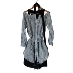 美品 DIESEL ディーゼル レイヤード ノースリーブ ワンピース XS ブラック レディース 古着 中古 USEDのサムネイル