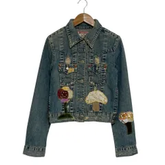 美品 TRUE RELIGION トゥルーレリジョン JIMMY クラッシュ リペア パッチ デニムジャケット サイズS ブルー レディース 古着 中古 USEDのサムネイル
