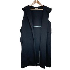 美品】ヨリ ボンディング ジレ ベスト フリル フーディ ロング 黒 F