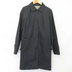 良品 Aquascutum アクアスキュータム 裏地チェック ステンカラーコート バルマカーンコート サイズ8 ネイビー レディース 古着 中古 USEDのサムネイル