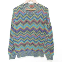 美品 MISSONI ミッソーニ シェブロン クルーネック ニット セーター サイズ48 マルチカラー メンズ 古着 中古 USEDのサムネイル