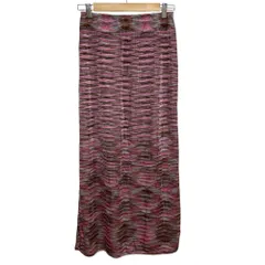 美品 MISSONI ミッソーニ ボーダー柄 タイト ロング ニットスカート ピンク系マルチカラー レディース 古着 中古 USEDのサムネイル