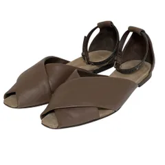 良品 Brunello Cucinelli ブルネロクチネリ モニーレ アンクルストラップ サンダル サイズ37 23cm程度 ブラウン レディース 古着 中古 USEDのサムネイル