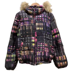 良品 Paul Smith ポールスミス ラクーンファー付き リバーシブル ダウンジャケット ベスト 40 パープル ブラック レディース 古着 中古 USEDのサムネイル