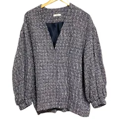 美品 yori ヨリ ミックスツイード Vネックジャケット YR25-23019SP サイズF ネイビー ピンク レディース 古着 中古 USEDのサムネイル