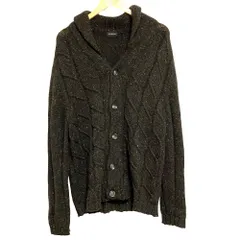 美品 Ermenegildo Zegna エルメネジルドゼニア ウール ショールカラー ケーブルニットカーディガン UJP54 ダークカーキ メンズ 古着 中古 USEDのサムネイル