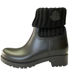 新品同様 MONCLER モンクレール GINETTE STIVALE ラバー ニットコンビ ショートブーツ サイズ36 23.0cm相当 ブラック レディース 古着 中古 USEDのサムネイル