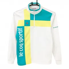 ルコックゴルフ 長袖ハイネックシャツ 白×イエロー×ブルーグリーン ハーフジップ  レディース S ゴルフウェア le coq sportifのサムネイル