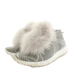 ジミーチュウ JIMMY CHOO ノルウェー NORWAY グリッタースニーカー シューズ フォックスファー ラメ 22.0cm グレー /YT