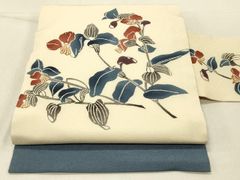 帯8897 ○人間国宝 芹沢銈介の一番弟子 下平清人 型絵染夏帯 名古屋帯 