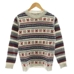 インバーアラン INVERALLAN AUTHENTIC KNITWEAR ニット セーター 長袖 ノルディック柄 ウール 36 グレー 紺 ネイビー 赤 レッド /KUのサムネイル