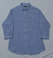 春夏【美品】PAPAS/パパス/コットンリネンヘリンボーンシャツ/綿麻