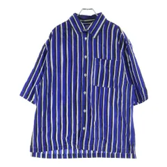 BOTTEGA VENETA (ボッテガヴェネタ) ストライプ柄半袖シャツ ブルー×ホワイト シルク #50 729168のサムネイル