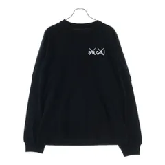 Sacai (サカイ) 21AW ×KAWS EMBROIDERY LONG SLEEVE T-SHIRT カウズ コットン ロゴエンブロイダリー レイヤード クルーネック長袖Tシャツ カットソー ブラック 21-0287Sのサムネイル