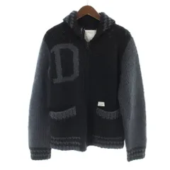 ダブルタップス WTAPS ニットジャケット セーター 上着 ウール 2 黒 ブラック グレー 長袖 ショールカラー 文字編み込み 112MADT-KNM09 /APのサムネイル