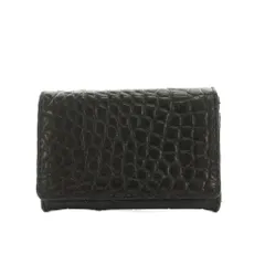 ペッレモルビダ PELLE MORBIDA カードケース 名刺入れ クロコダイル 型押し レザー 黒 ブラック /YM ▲Hのサムネイル