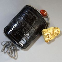 印籠 根付 木彫り 天然素材 古美術品 細密細工 骨董 アンティーク 彫刻
