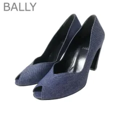 BALLY バリー パンプス デニム オープントゥ チャンキーヒール ハイヒール ネイビー サイズUS7 約24cm レディースのサムネイル