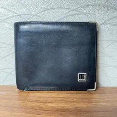 【一点モノ】dunhill 二つ折り財布 本革 ブラック レザーウォレット