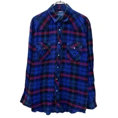 Wrangler 長袖 チェックシャツ L ブルー マルチカラー ラングラー スナップボタン 胸ポケット チェック柄 カジュアル 春秋物 a805-6416のサムネイル