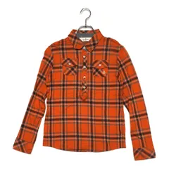 中古 レディース マンシングウェア Munsing wear 長袖ポロシャツ M オレンジ チェック柄のサムネイル