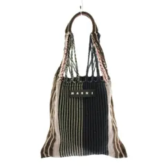 マルニ MARNI フラワーカフェハンモックトート ハンドバッグ ストライプ柄 マルチカラー ピンク 茶 ブラウン 紺 ネイビー /AN25のサムネイル