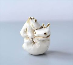 古い お稲荷さま 一対 お狐さま 磁器人形 古道具 アンティーク 白緑