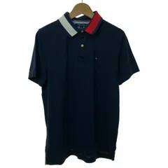 【中古】　TOMMY HILFIGER　ポロシャツ　半袖　トップス　無地　ワンポイント　刺しゅう　インポート　古着　/7032